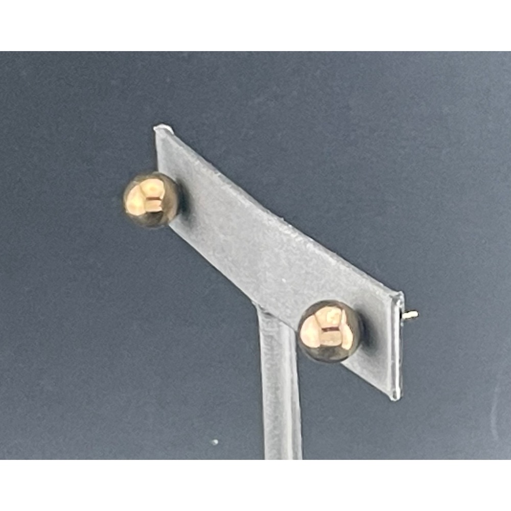 Vintage 14K Yellow Gold Ball Stud Earrings 7.8mm Minimal Sphere - Picture 2 of 14